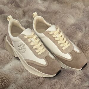 Tory Burch Beige and White Sneakers